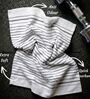 White With Grey & Brown Stripes 100% Cotton 400 Gsm Hand Towels Pack Of 8