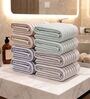 White With Stripes 100% Cotton 400 Gsm Hand Towels Pack Of 8