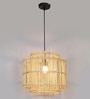 Premium Handcrafted- 12 Inch Rattan Cane Pendant Hanging Light (Beige)