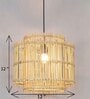Premium Handcrafted- 12 Inch Rattan Cane Pendant Hanging Light (Beige)