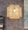 Premium Handcrafted- 12 Inch Rattan Cane Pendant Hanging Light (Beige)