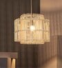 Premium Handcrafted- 12 Inch Rattan Cane Pendant Hanging Light (Beige)