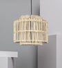 Premium Handcrafted- 12 Inch Rattan Cane Pendant Hanging Light (Beige)