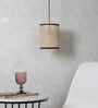 Premium Handmade Rattan Cane Pendant Hanging Light (Beige & Black)