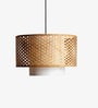 Premium Handmade Rattan Cane Pendant Hanging Light (Black & Beige)