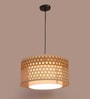 Premium Handmade Rattan Cane Pendant Hanging Light (Black & Musturd)