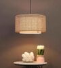 Premium Handmade Rattan Cane Pendant Hanging Light (Black & Natural)
