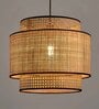 Premium Handmade Rattan Cane Pendant Hanging Light with Jute Shade (Black & Beige)