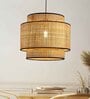 Premium Handmade Rattan Cane Pendant Hanging Light with Jute Shade (Black & Beige)
