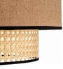 Premium Handmade Rattan Cane Pendant Hanging Light with Jute Shade (Black & Beige)