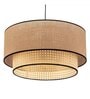 Premium Handmade Rattan Cane Pendant Hanging Light with Jute Shade (Black & Beige)