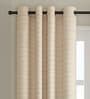 Brown Striped Silk 7 Ft Light Filtering Eyelet Door Curtain