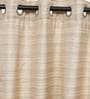 Brown Striped Silk 7 Ft Light Filtering Eyelet Door Curtain