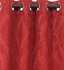 Premium Jacquard Satin Finish Fabric Maroon Color Eyelet Curtain Window Curtain 46 X 62 Inches