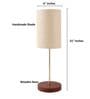 Premium Jute Cylinder Fabric Shade Table Lamp, Brown Wooden Base Bedside & Desk Light for Bedroom, Living Room & Home Decor