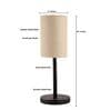 Premium Jute Cylinder Fabric Shade Table Lamp, Minimalist Bedside Lamp with Metal Base for Bedroom, Living Room & Study