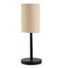 Premium Jute Cylinder Fabric Shade Table Lamp, Minimalist Bedside Lamp with Metal Base for Bedroom, Living Room & Study