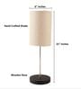 Premium Jute Cylinder Fabric Shade with Modern Silver & Black Table Lamp for Bedroom & Living Room