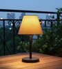 Premium Jute Fabric Shade Table Lamp, Minimalist Bedside Lamp with Metal Base for Bedroom, Living Room & Study