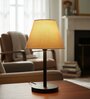 Premium Jute Fabric Shade Table Lamp, Minimalist Bedside Lamp with Metal Base for Bedroom, Living Room & Study