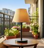 Premium Jute Fabric Shade Table Lamp, Minimalist Bedside Lamp with Metal Base for Bedroom, Living Room & Study
