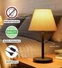 Premium Jute Fabric Shade Table Lamp, Minimalist Bedside Lamp with Metal Base for Bedroom, Living Room & Study