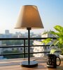 Premium Jute Fabric Shade Table Lamp, Modern Bedside & Desk Lamp with Metal Base for Bedroom, Living Room & Home Decor