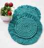 Premium Macrame Teal Blue (Set of 2) Cotton Coaster