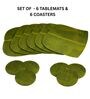 Green Premium Table Mats Set of 6 & Coasters Set of 6