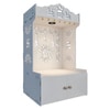 Premium White Wooden Floor Pooja Mandir with Laser-Cut Om Design & Storage Cabinet