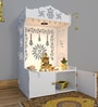 Premium White Wooden Floor Pooja Mandir with Laser-Cut Om Design & Storage Cabinet