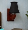 Premium Wood Wall Light with Black Cotton Shade & Study Room