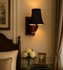Premium Wood Wall Light with Black Cotton Shade & Study Room