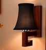 Premium Wood Wall Mounted Lamp with Black Cotton Shade for Hotel & Cafe