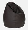 Premium XL Leatherette Bean Bag with Beans in Brown Colour with Pouffe