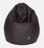 Premium XL Leatherette Bean Bag with Beans in Brown Colour with Pouffe