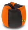 Premium XL Size Bean Bag & Foot Stool with Beans in Black & Orange Colour