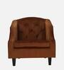 Prescot Velvet Full Back Lounge Chair In Rust Brown Colour