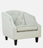 Prescot Velvet Full Back Lounge Chair In White Colour