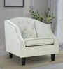 Prescot Velvet Full Back Lounge Chair In White Colour