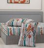 Blue Floral 144 TC Cotton Double Size Bedsheet With 2 Pillow Covers