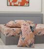 Blue Floral 144 TC Cotton Double Size Bedsheet With 2 Pillow Covers