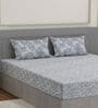 Green Floral 144 TC Cotton Double Size Bedsheet With 2 Pillow Covers