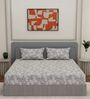 Brown Floral 144 TC Cotton Double Size Bedsheet With 2 Pillow Covers
