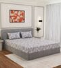 Brown Floral 144 TC Cotton Double Size Bedsheet With 2 Pillow Covers