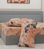 Peach Floral 144 TC Cotton Double Size Bedsheet With 2 Pillow Covers