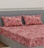 Pink Ptachwork 144 TC Cotton Double Size Bedsheet With 2 Pillow Covers