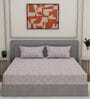 Purple Vertical Floral 144 TC Cotton Double Size Bedsheet With 2 Pillow Covers