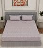 Purple Vertical Floral 144 TC Cotton Double Size Bedsheet With 2 Pillow Covers