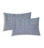 Blue Vertical Floral 144 TC Cotton Double Size Bedsheet With 2 Pillow Covers